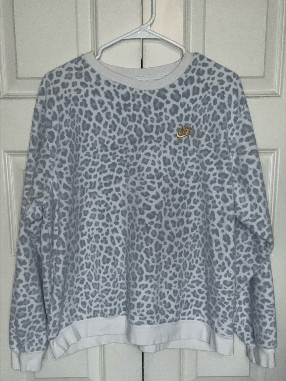 Nike Sportswear High Loft Fleece Leopard Print Crewneck Sweatshirt - Large